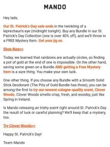 ?? Last call: St. Pat’s sale