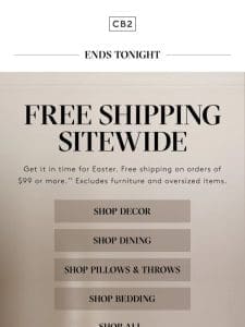 Last chance for free shipping