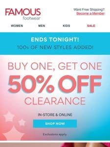 Last day: BOGO 50% off Clearance (new markdowns!)