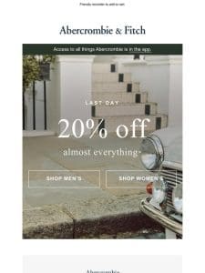 Last day for 20% OFF.