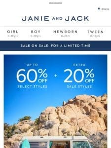 Let’s go: up to 60% off + extra 20% off sale