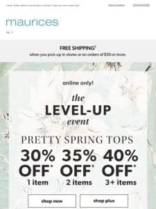 Level ↗? Event! Spring tops are officially on sale