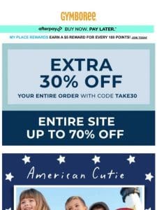 Limited Time: EXTRA 30% off! Shop American Cutie， up to 50% off!