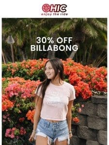 Love Summer Deals? Here’s 30% OFF Billabong!