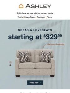 Love at First Sit: Stylish Sofas & Loveseats from $329.99!