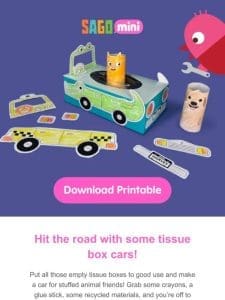 Make tissue box cars for your Sago Mini pals!