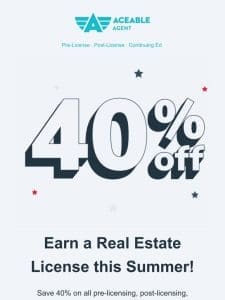 Memorial Day deal: 40% off at AceableAgent!