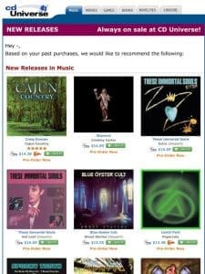 Music New Releases at CD Universe