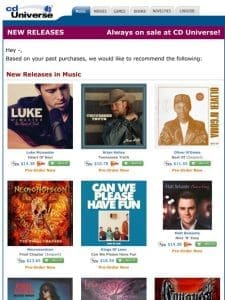 Music New Releases at CD Universe