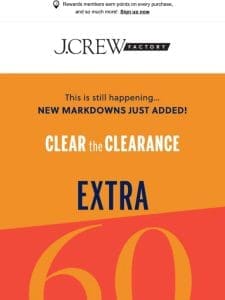 NEW MARKDOWNS: Extra 60%–70% off CLEARANCE (use code SAVEBIG)