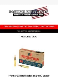 NEW??Frontier .223 Remington 55gr FMJ 20/500