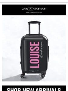 New Charcoal Black Pink Side Name Suitcase