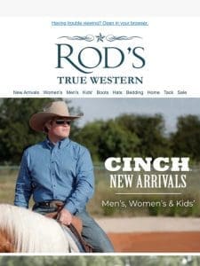 New Cinch Western Wear: Men’s， Women’s & Kids’