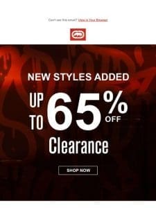 New Clearance Styles Added