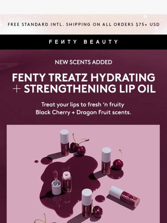 New Fenty Treatz Lip Oil in Black Cherry + Dragon Fruit