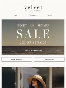 New July Arrivals + 20% Off Continues