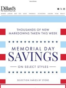 New Storewide Memorial Day Savings