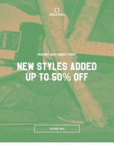 New Styles Added! Up to 50% Off