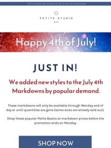 New Styles Added to Markdowns