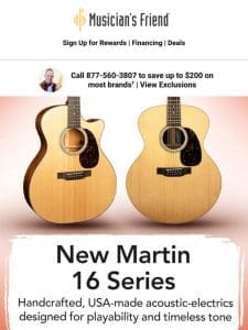 New from Martin: 16 Series acoustic-electrics