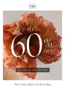 New items added | Up to 60% off