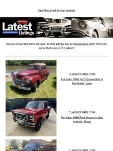 New listings available on ClassicCars.com!