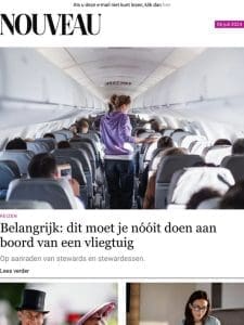 Nouveau | Belangrijk: dit moet je nóóit doen aan boord van een vliegtuig