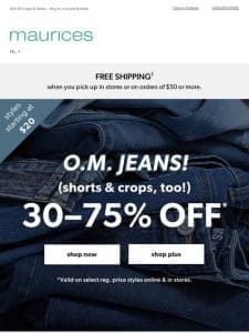 O.M.JEANS! 30–75% off sun-ready styles ?