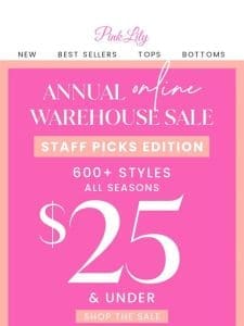 Online Warehouse Sale: staff picks