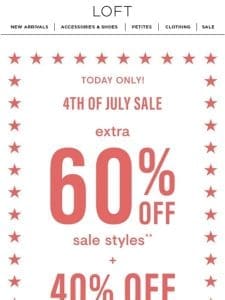 Only hours left for extra 60% off sale (!)