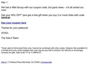 Oops! Coupon code’s working now…