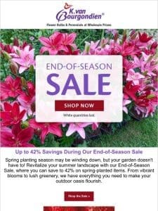 Our End-of-Season Sale Continues