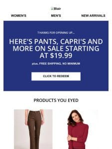 Pants， Capri’s and more on Sale starting at $19.99: Save Money on What You Like!