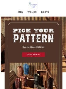 Pick Your Pattern: Exotic Boot Edition