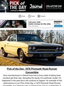 Pick of the Day: 1970 Plymouth Road Runner Convertible