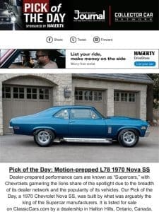 Pick of the Day: Motion-prepped L78 1970 Nova SS