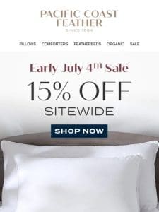 Pillows， Comforters， Featherbeds & More Are 15% OFF