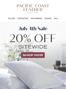 Pillows， Throws， Comforters & More Are 20% OFF!