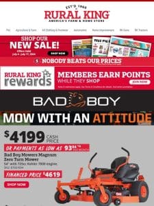 Power Up Your Outdoors: Low Monthly Payments on Bad Boy Mowers & Golf Cart， $200 Off Trailers & More!