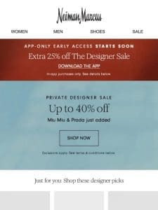 Private Designer Sale: Up to 40% off