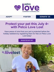 Protect your pet this July 4th with Petco Love Lost