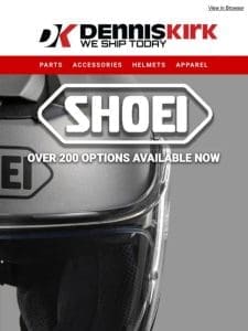 Protect yourself in style! Shop SHOEI Helmets at denniskirk.com!