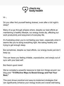 Quick read on how to boost your energy.