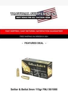 RESTOCKED ? Sellier & Bellot 9mm 115gr FMJ Ammo