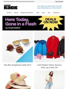 Ray-Ban Sunglasses Under $110 | Cold Weather Styles， Boots & More Up to 80% Off | And More!