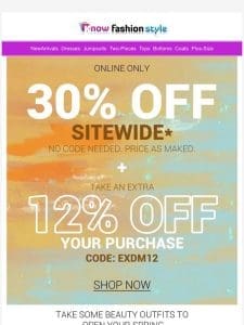 Ready for 30% off + EXTRA 12%? ?