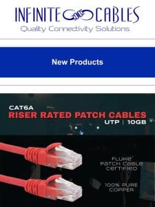 Reliable Connectivity: CAT6A Riser Rated Fluke Certified Patch Cables!