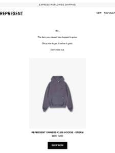 Represent Owners Club Hoodie – Storm has dropped in price