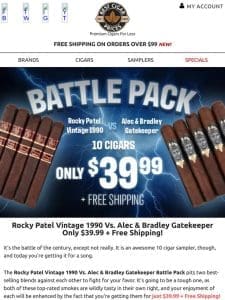 Rocky Patel Vintage 1990 Vs. Alec & Bradley Gatekeeper Only $39.99 + Free Shipping