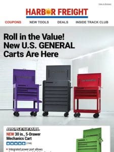 Rolling in NEW U.S. GENERAL CARTS + 20% Off Magnetic Accessories!